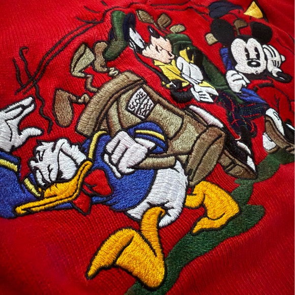 Vintage 80s/90s The Disney Store Embroidered Golf Club Color Blocked Sweater L - Picture 7 of 13